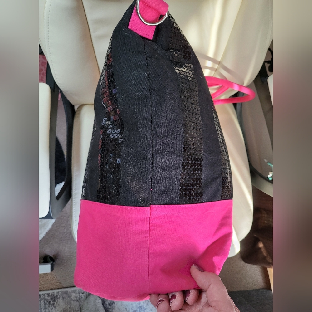 Victoria's Secret Black and Pink Sequin Tote - Picture 5 of 9